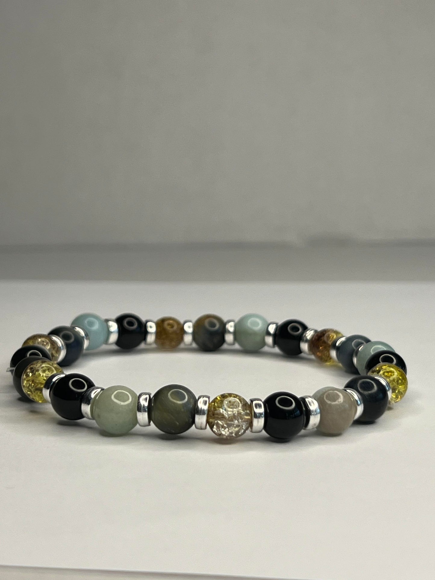 Citrine with Labradorite and Onyx and steel