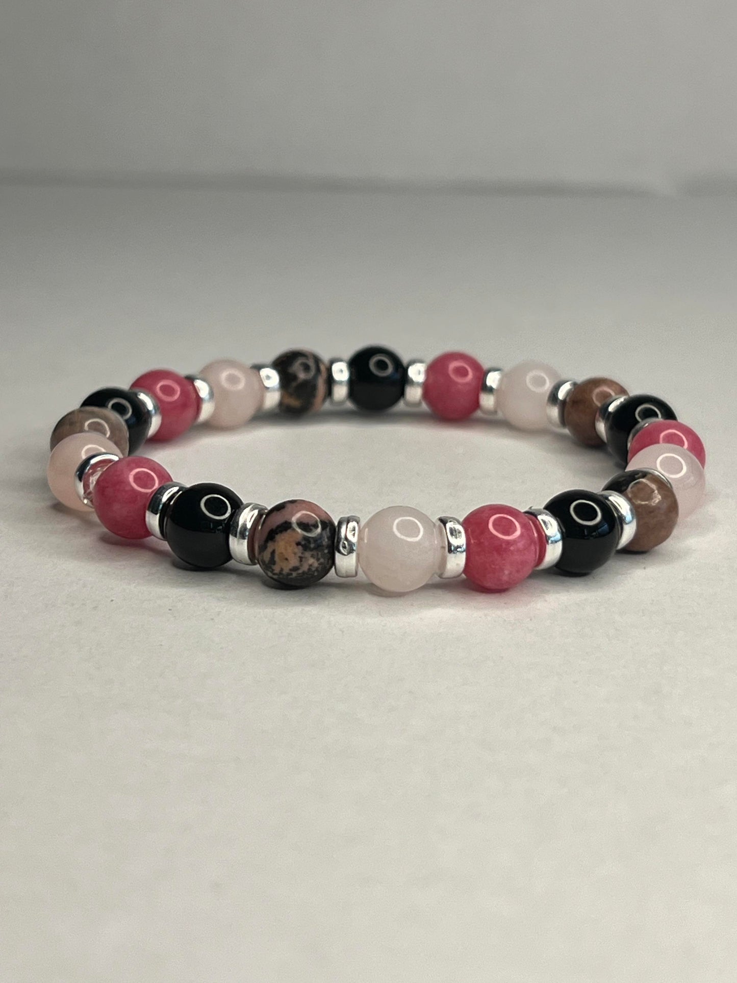 Carnelian,  Black Onyx, Bloodstone with Rose Quartz and steel