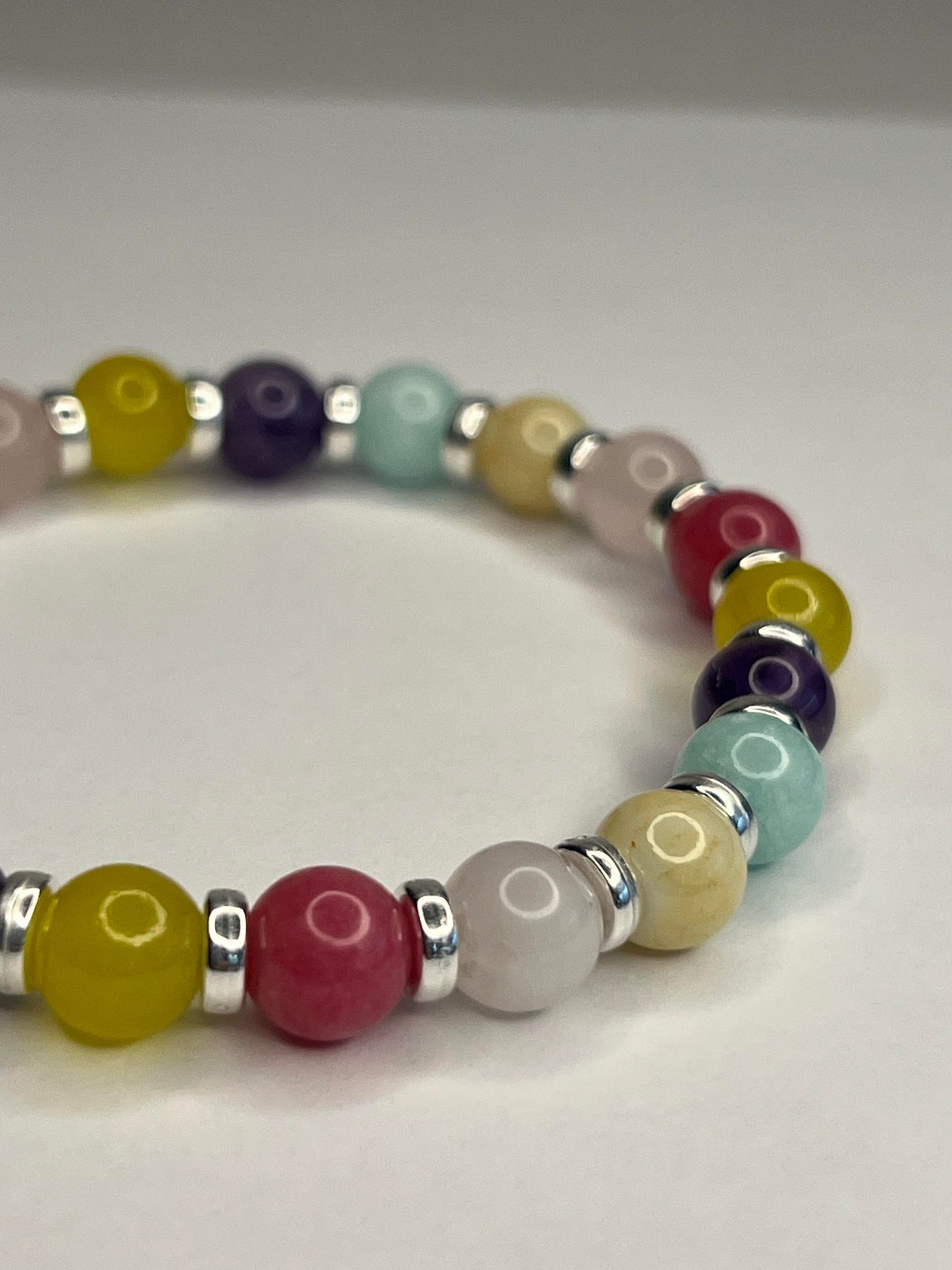 Rose Quartz Crystal, Citrine, Aquamarine, Amethyst, Rhodonite and Pure White Quartz and steel