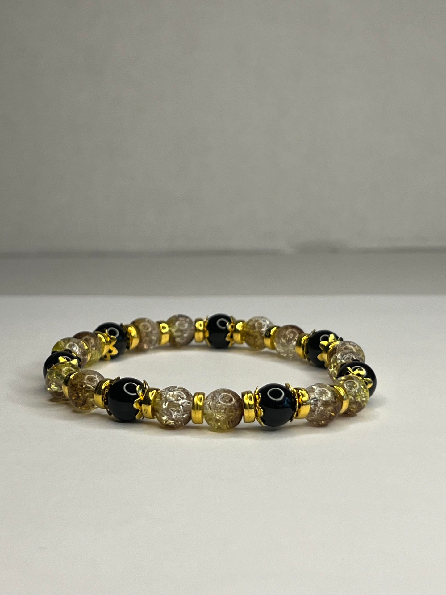 Citrine and Black Onyx with Golden Stainless Steel