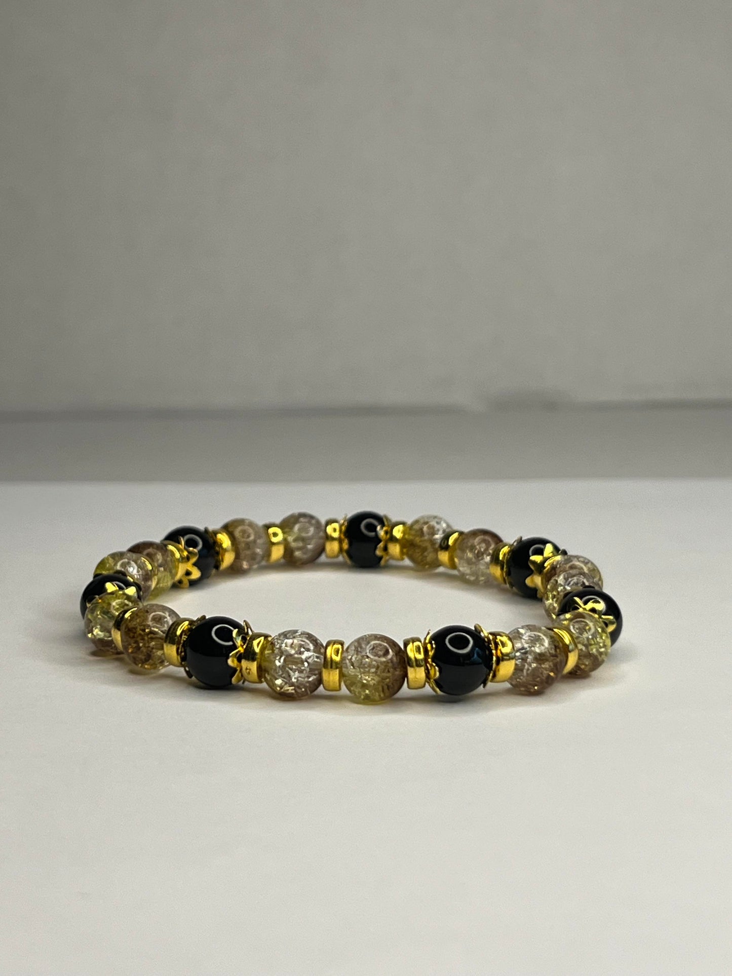 Citrine and Black Onyx with Golden Stainless Steel