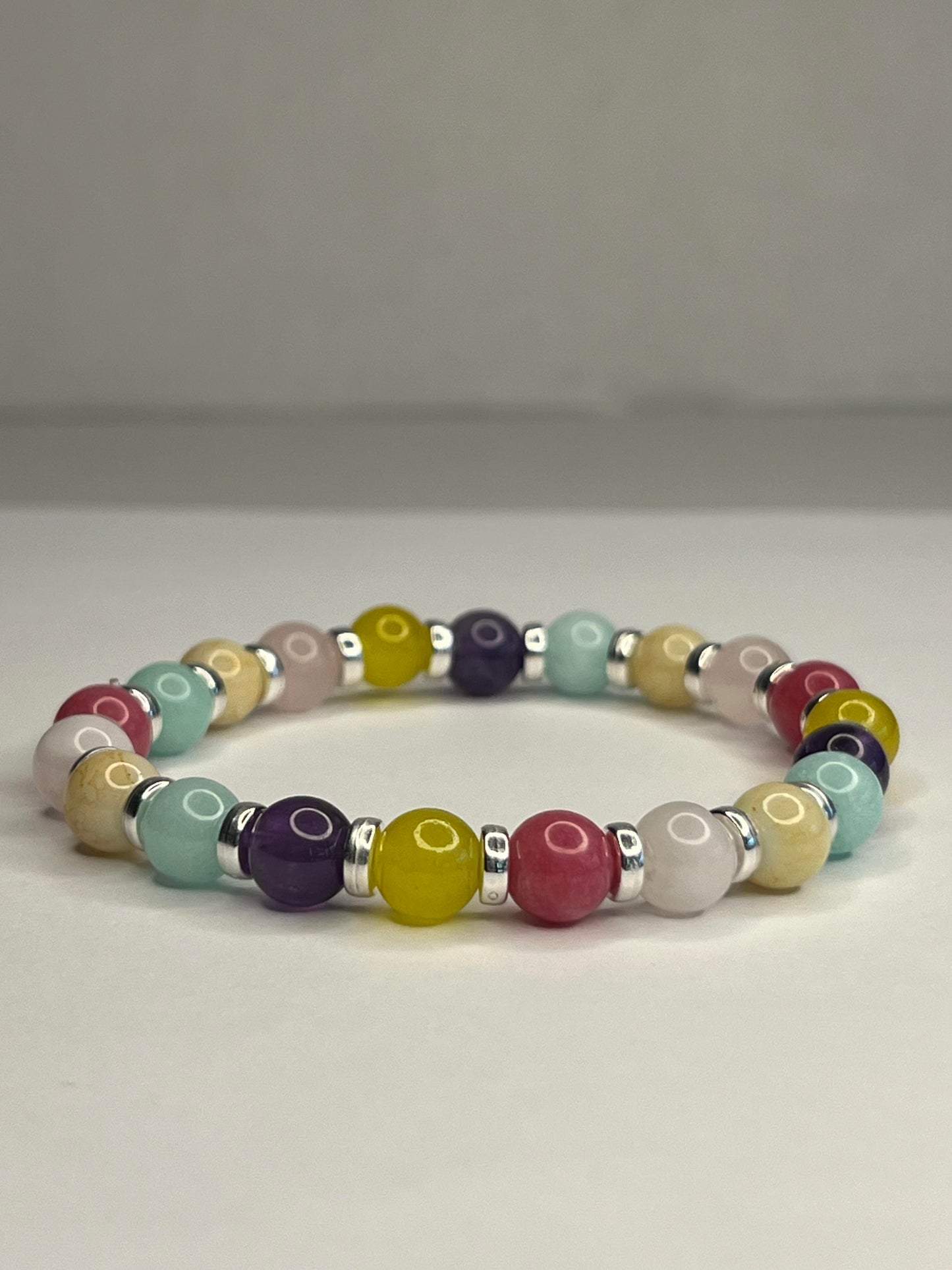 Rose Quartz Crystal, Citrine, Aquamarine, Amethyst, Rhodonite and Pure White Quartz and steel