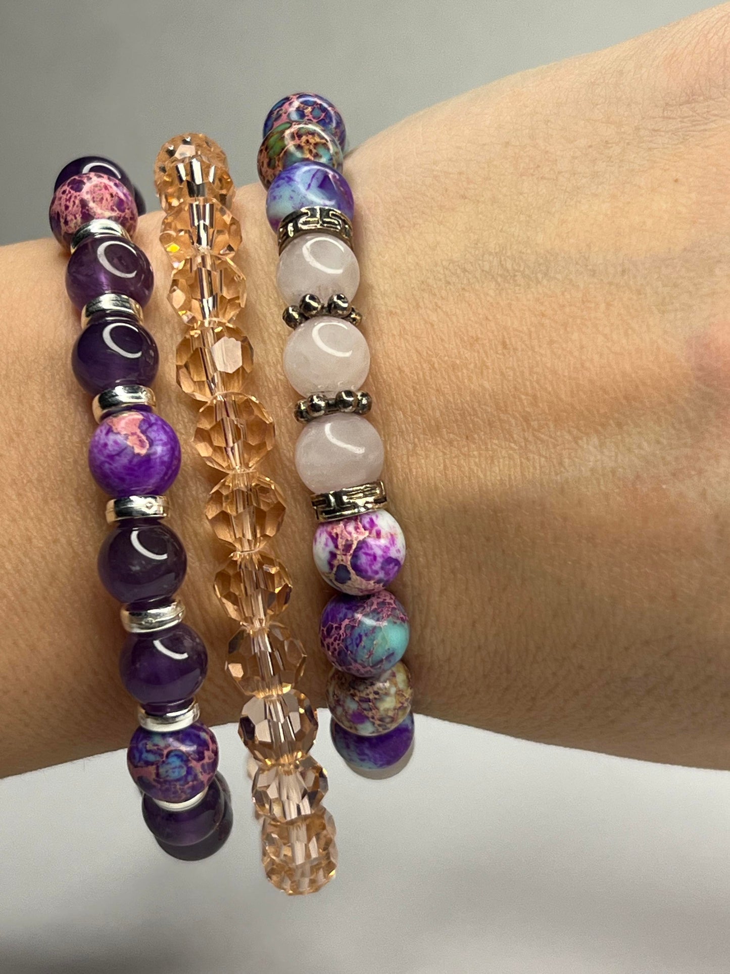 Purple Tourmaline and Amethyst with silver steel