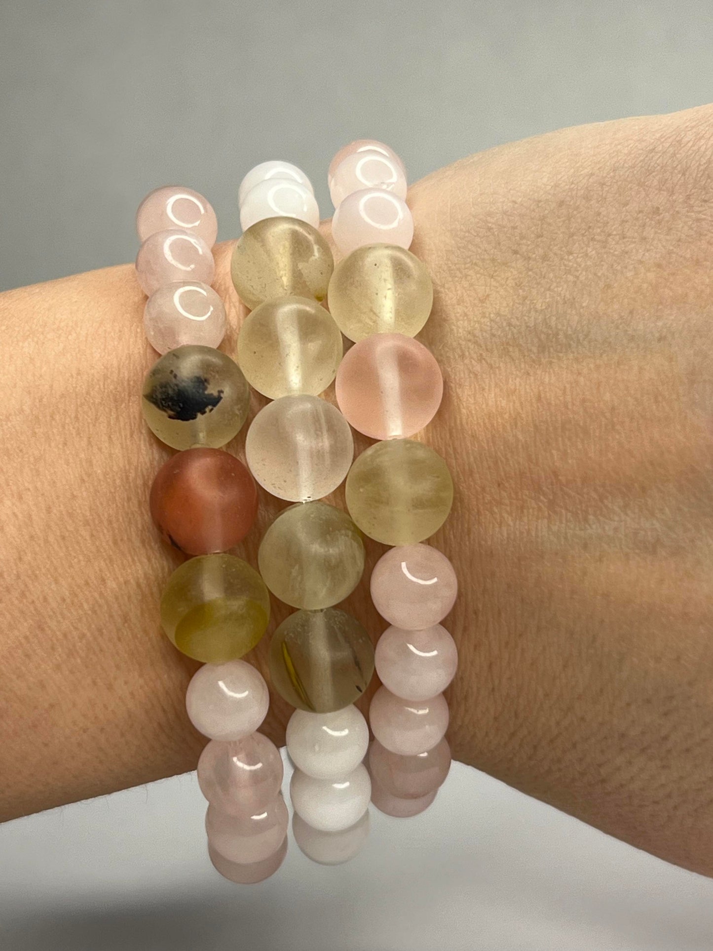 Pure white quartz, with Amethyst and  Matte Watermelon Rind