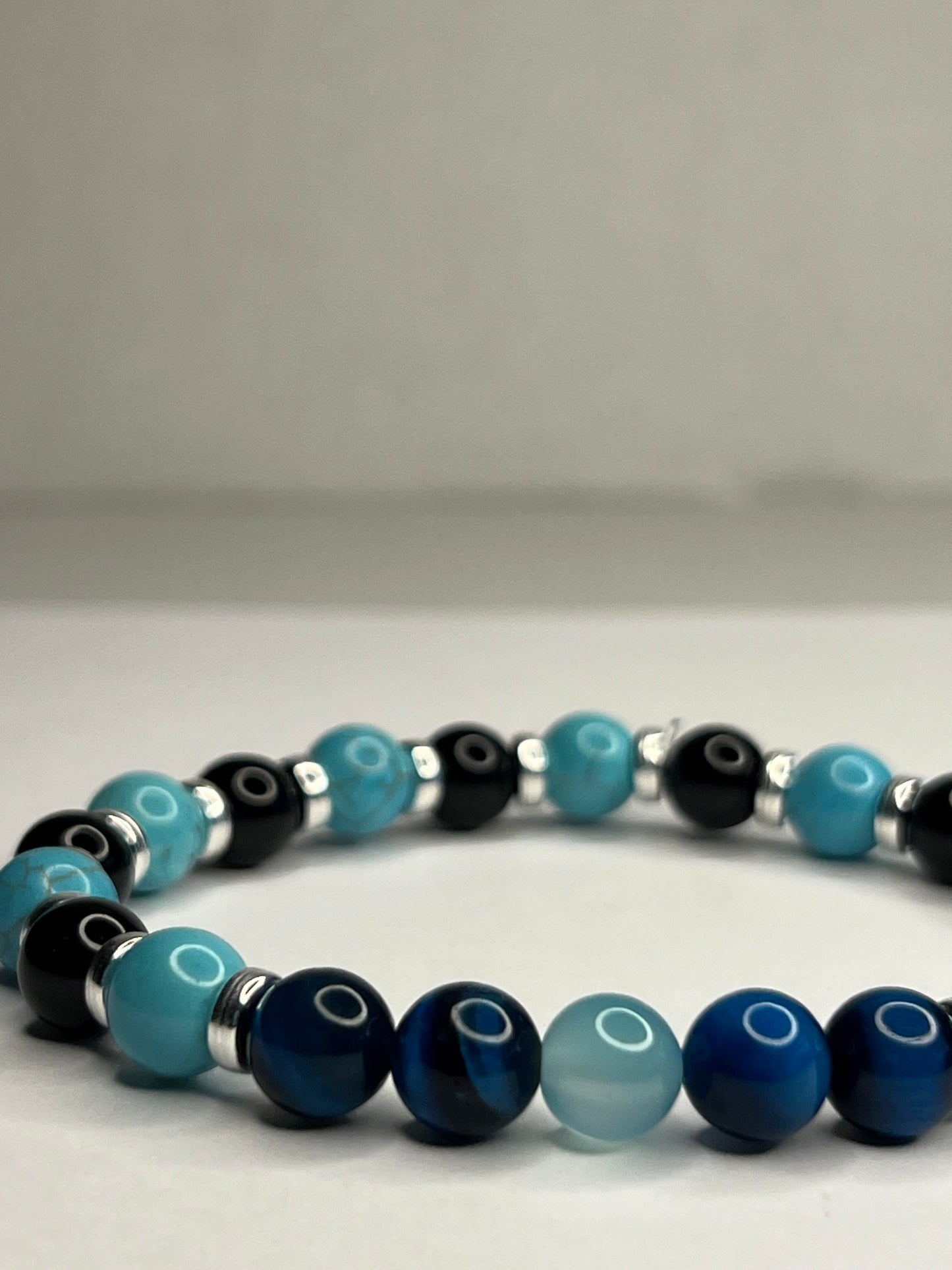 Lapis Lazuli, Aquamarine, Turquoise Marble with steel