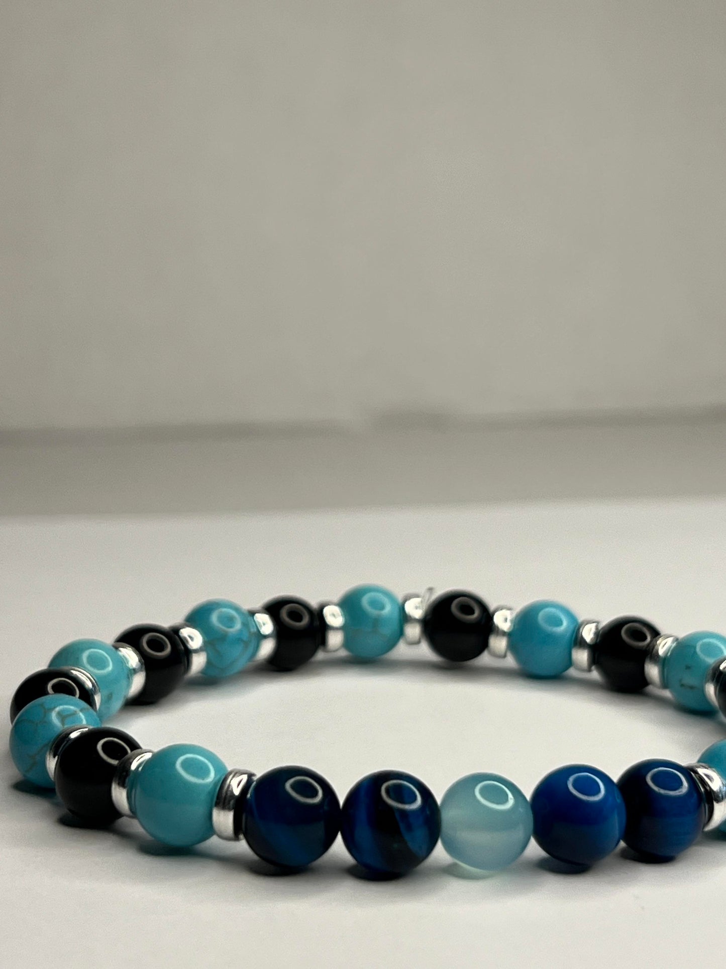 Lapis Lazuli, Aquamarine, Turquoise Marble with steel