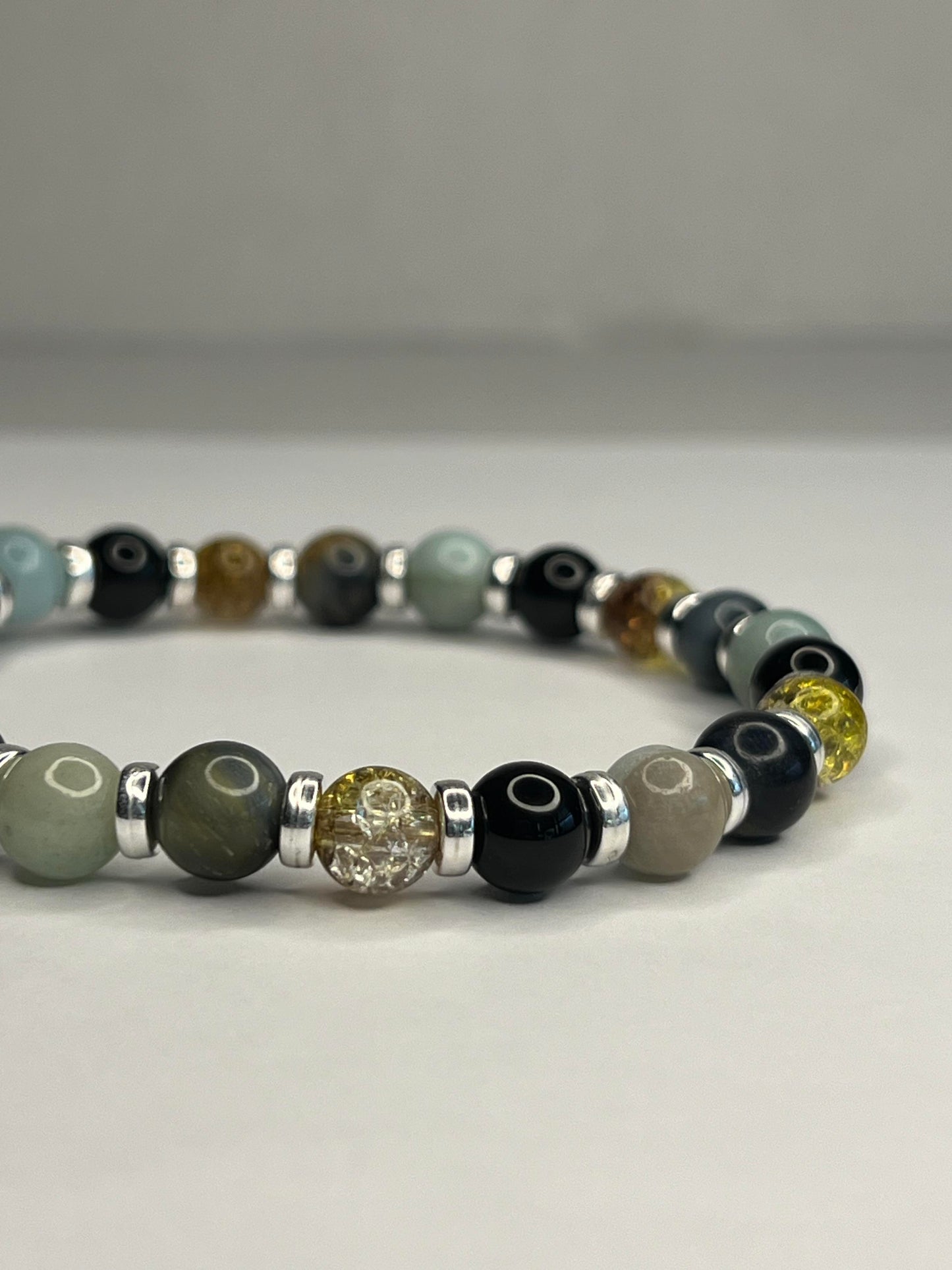 Citrine with Labradorite and Onyx and steel