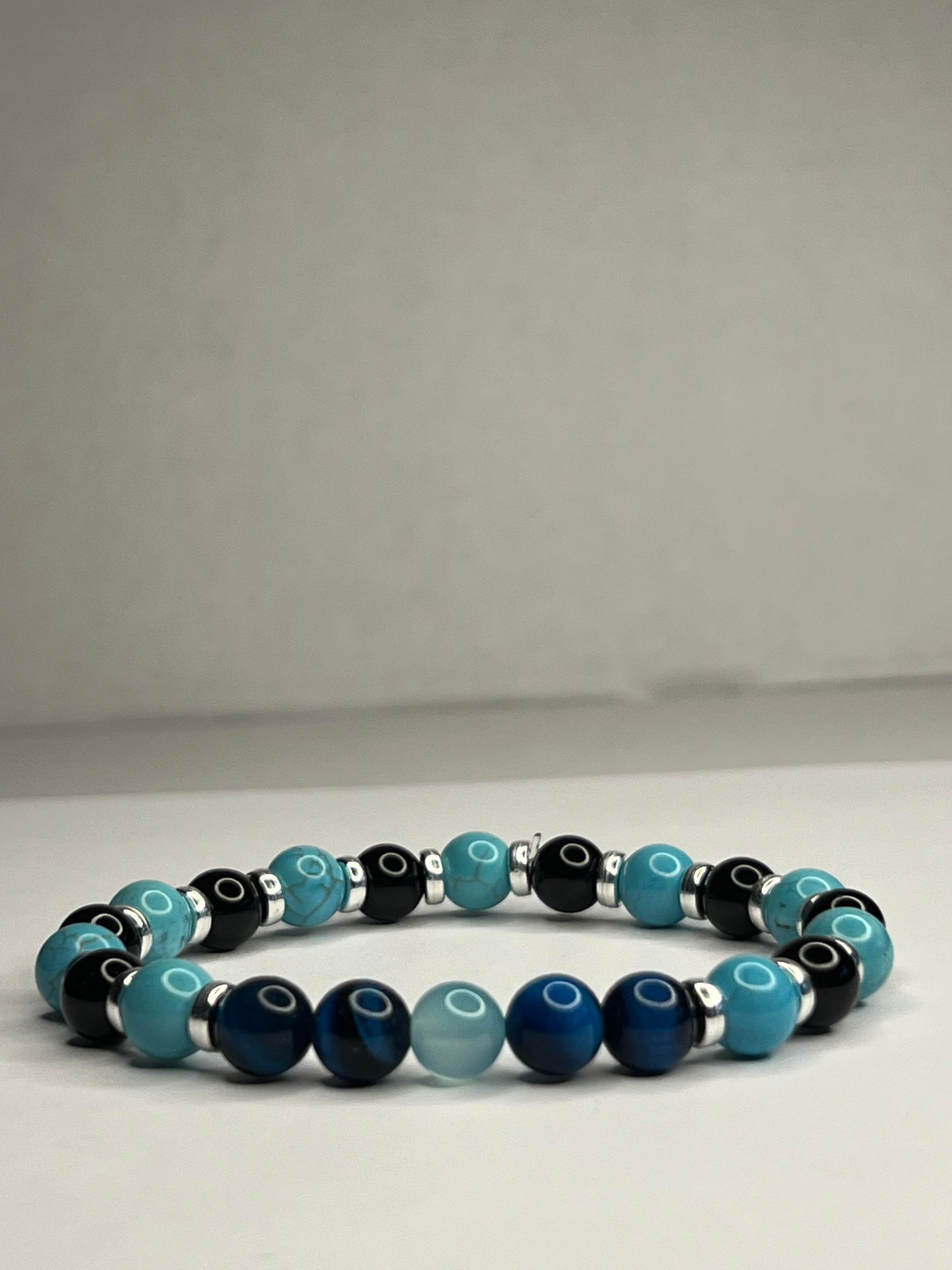 Lapis Lazuli, Aquamarine, Turquoise Marble with steel