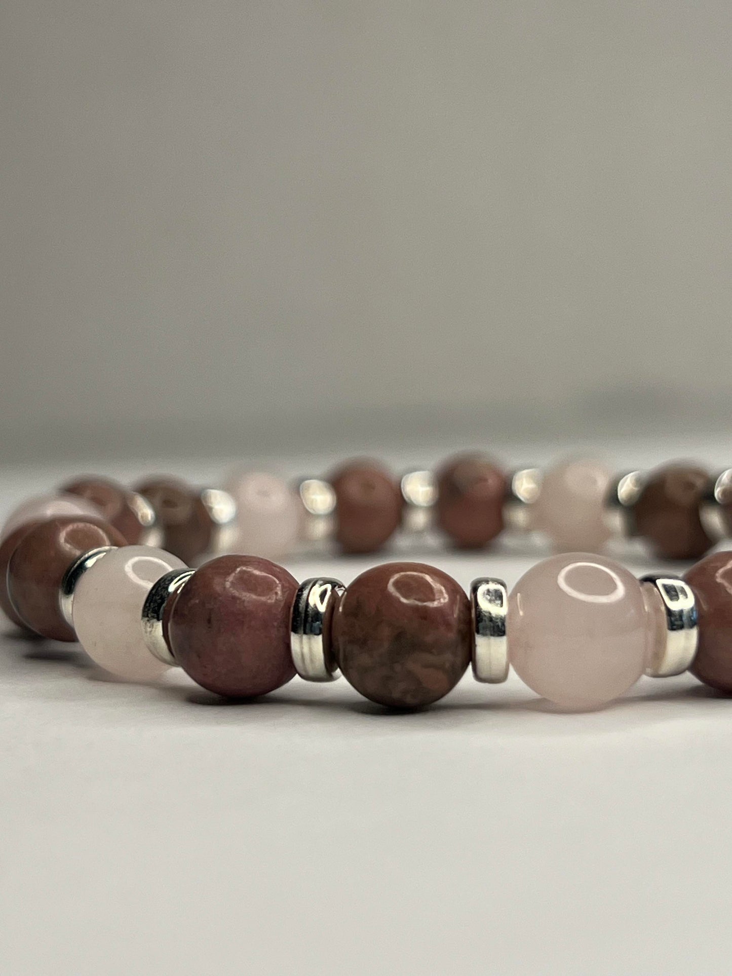 Rose Quartz with Chrysanthemum stones and Steel
