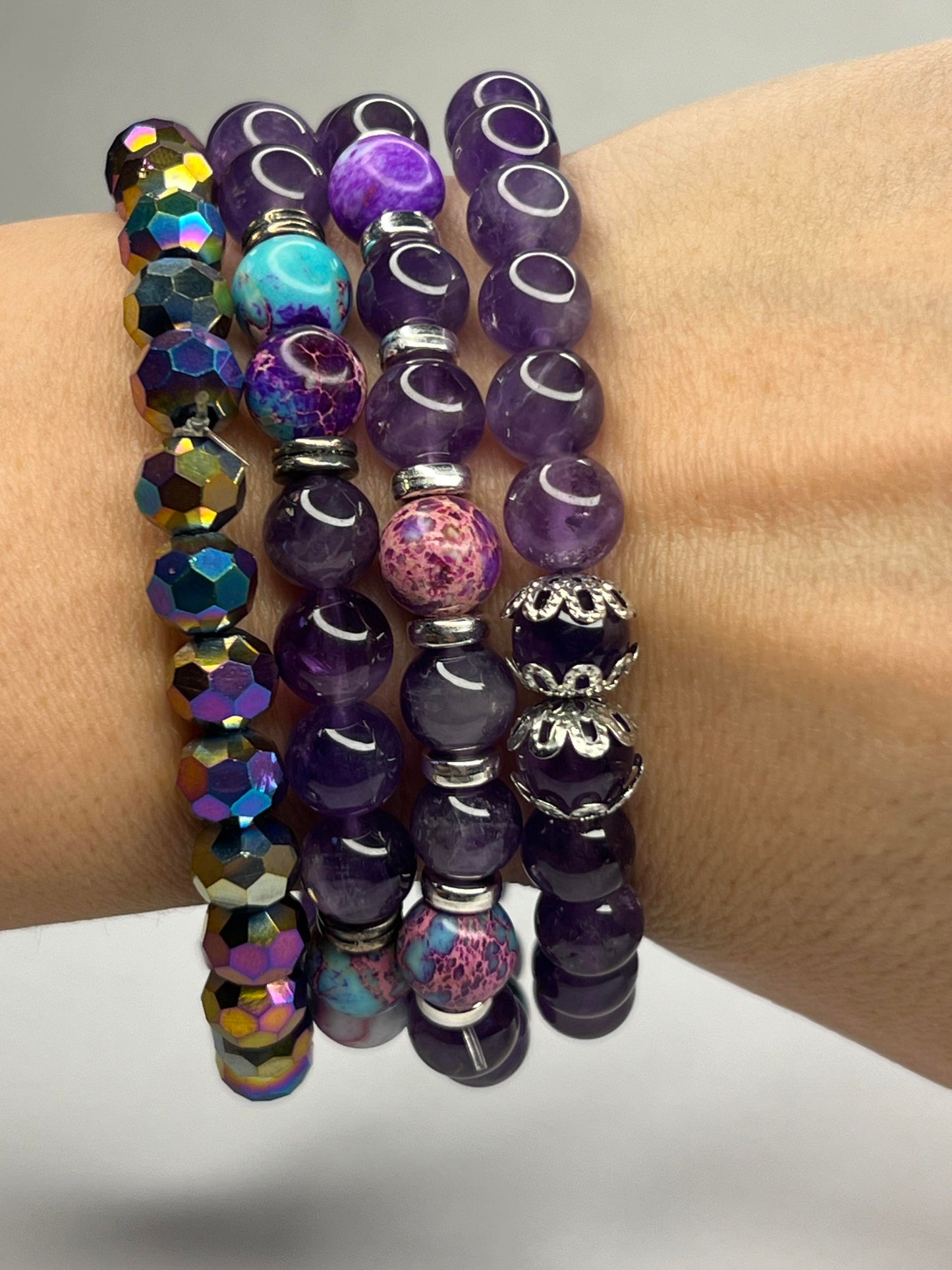 Purple Tourmaline and Amethyst with silver steel
