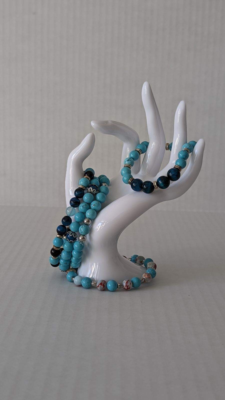 Lapis Lazuli, Aquamarine, Turquoise Marble with steel