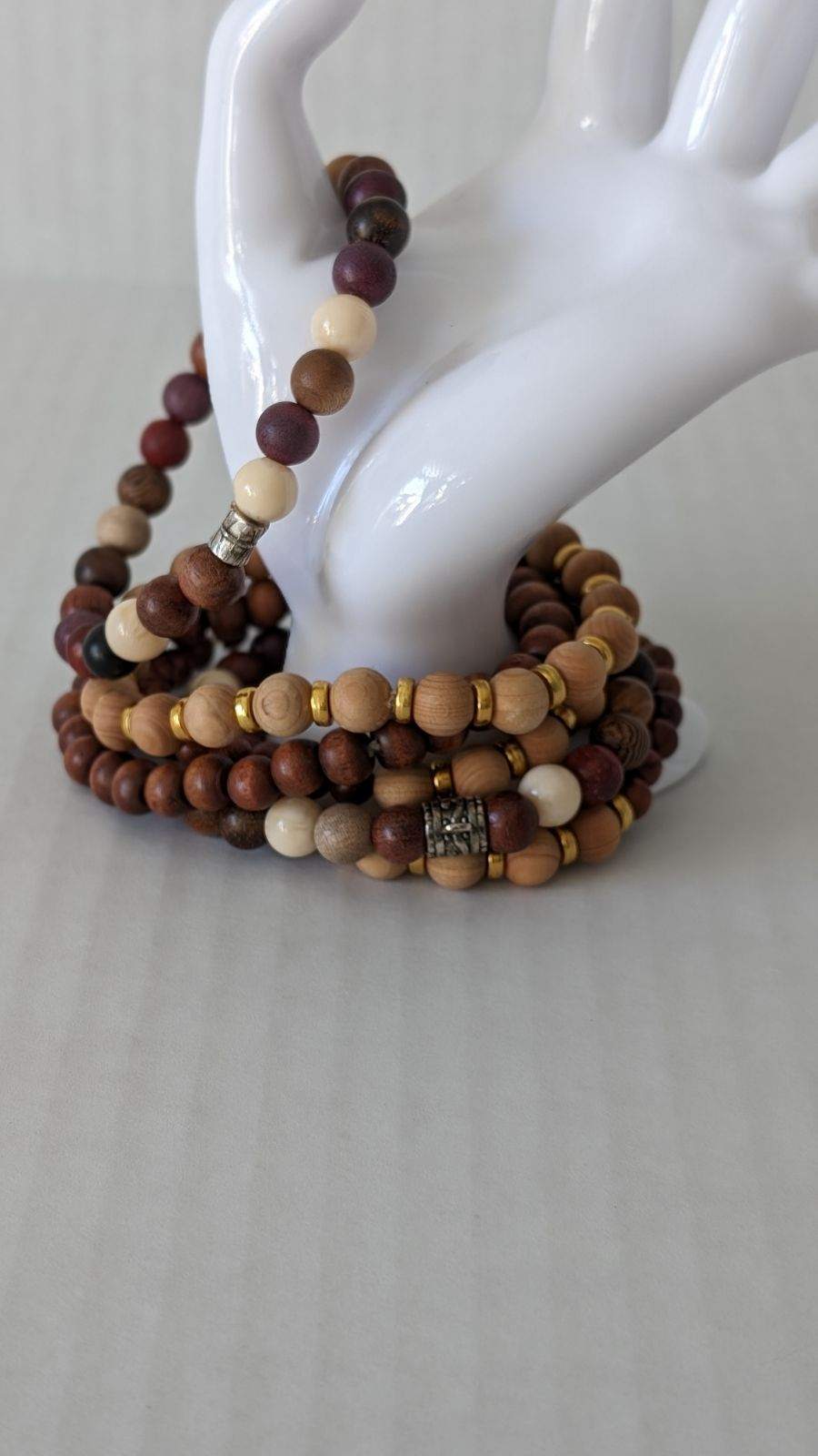 Calcite, Lepidolite, Black Onyx and Organic wood with Steel