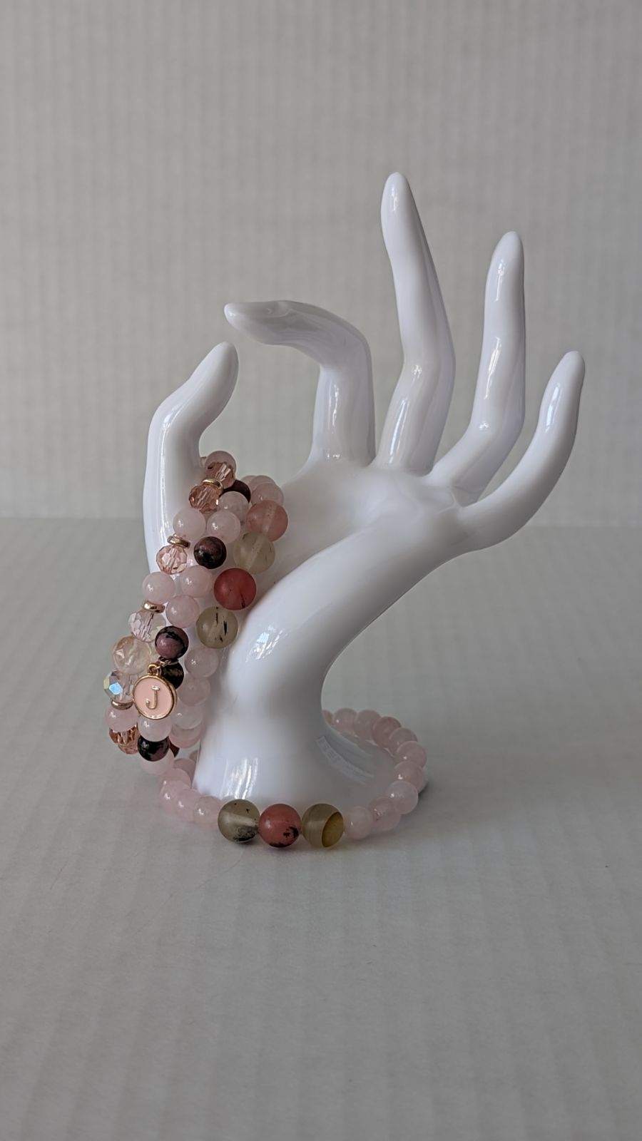 Rose Quartz with Chrysanthemum stones with Charm