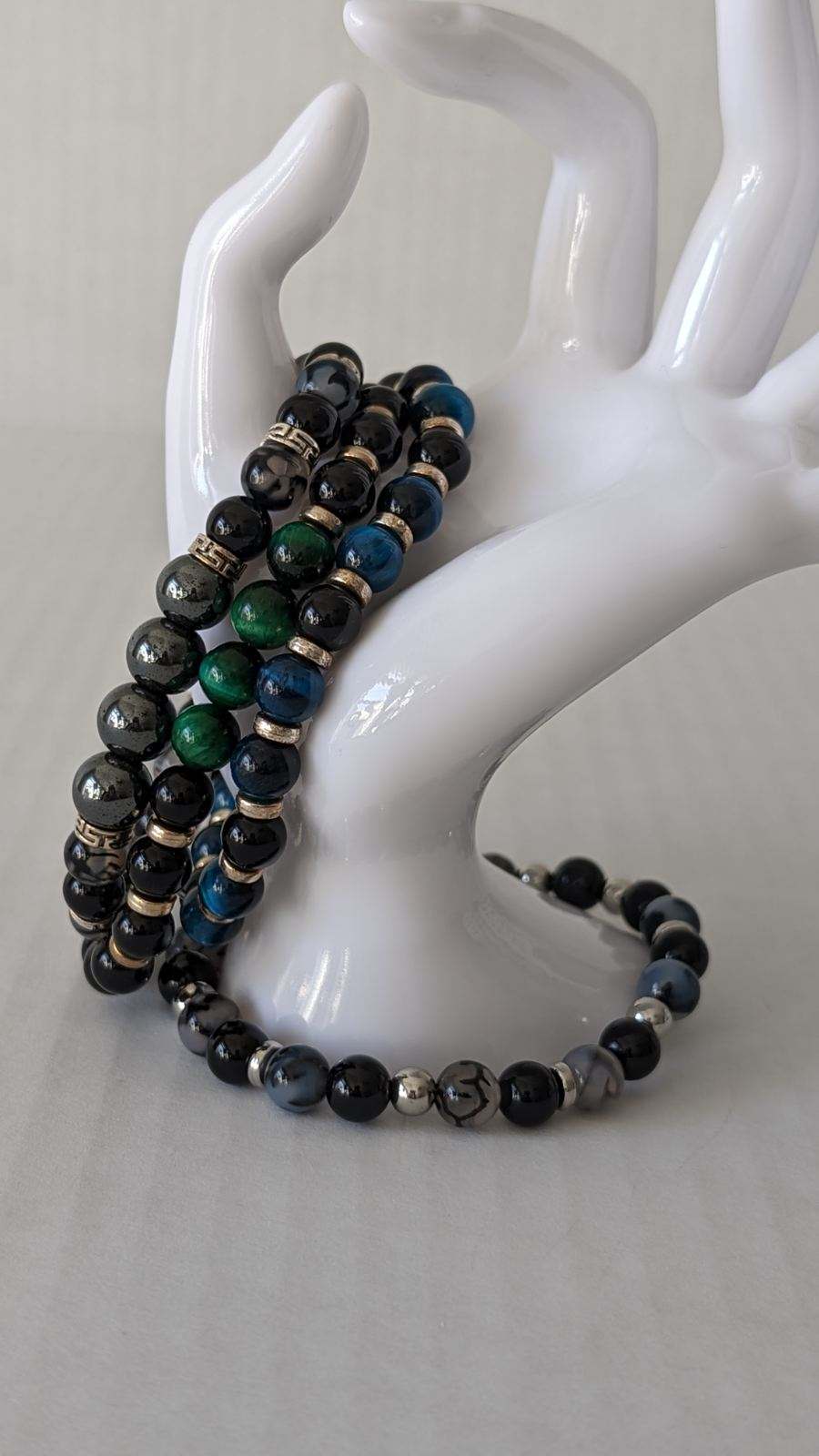 Blue Tyger eye, with Onyx and steel