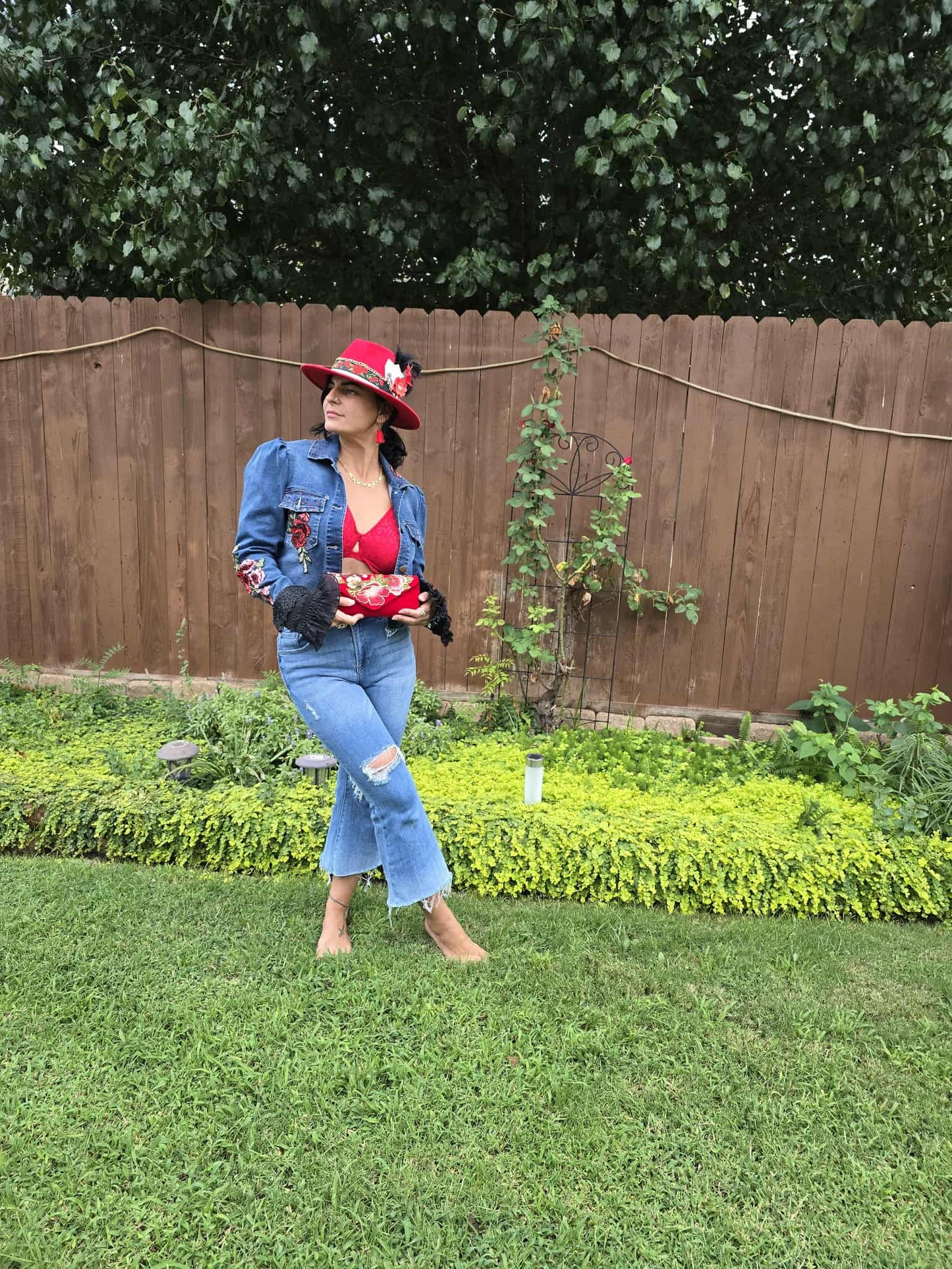 Gypsy Wanderer Denim Jacket – Boho Lace, Puff Sleeves & Western Embroidery