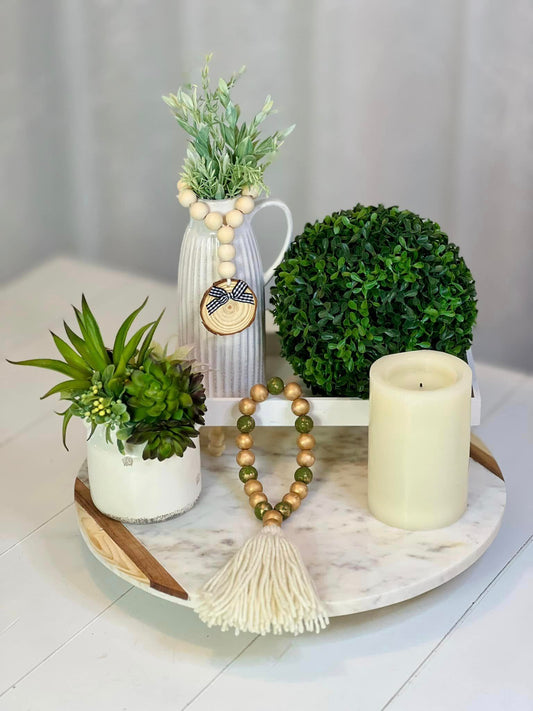 Green Marble and Gold Beads Loop