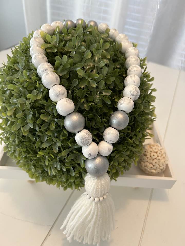 Silver Wood Beads Loop