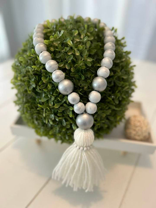 Silver Wood Beads Loop