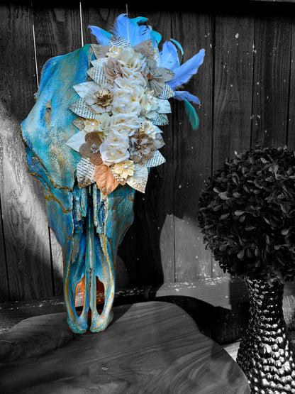 ✨ Hand-Painted & Bedazzled Authentic Cow Skull Wall Decor ✨
