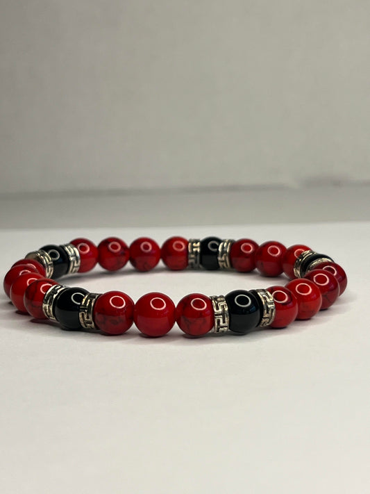 Garnet with Red Marble, Black Onyx and steel