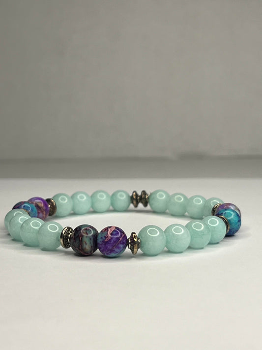 Aquamarine and Purple Turquoise Marble with steel