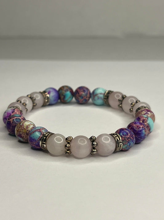 Pink Quartz, Purple Turquoise Marble with steel