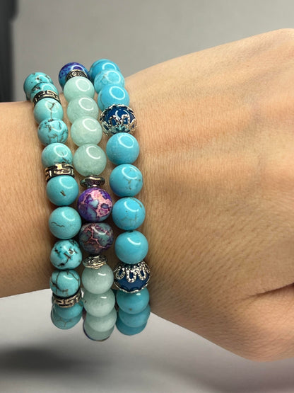 Aquamarine and Purple Turquoise Marble with steel
