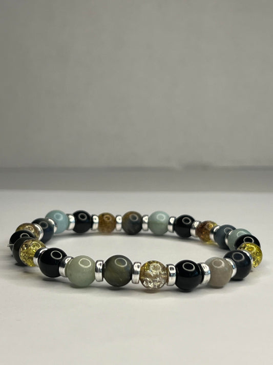 Citrine with Labradorite and Onyx and steel