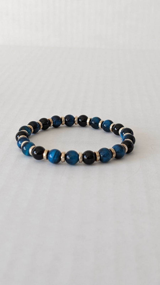 Blue Tyger eye, with Onyx and steel