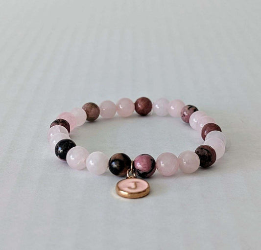 Rose Quartz with Chrysanthemum stones with Charm