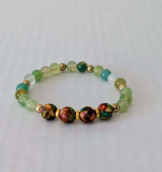 Fancy Jasper, Aventurine, Peridot, and Gold