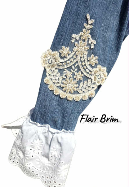 BOHO Statement Denim Jacket with Lace & Gold Epaulet | Unique Hand Embellished Jean Jacket