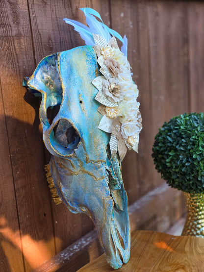 ✨ Hand-Painted & Bedazzled Authentic Cow Skull Wall Decor ✨
