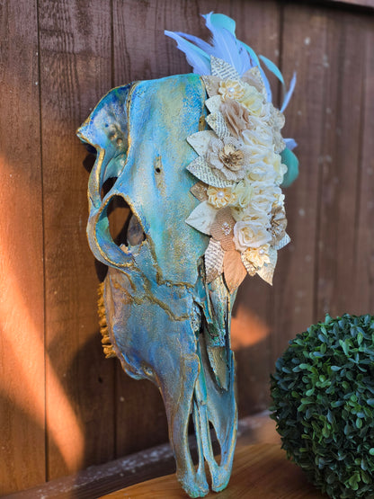 ✨ Hand-Painted & Bedazzled Authentic Cow Skull Wall Decor ✨