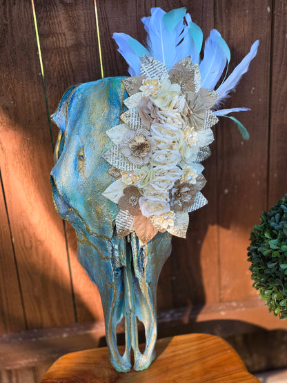 ✨ Hand-Painted & Bedazzled Authentic Cow Skull Wall Decor ✨